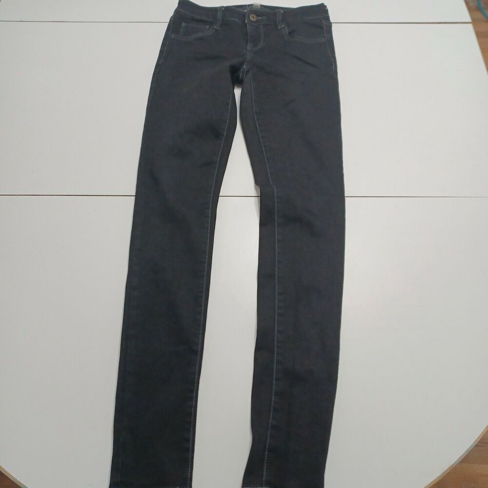 Decree Womens 3 Slim Skinny Jeans Black Dark Wash Stretch Pockets Denim